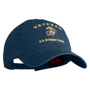 Veteran US Marine Corps Embroidered Washed Cotton Twill Brass Cap - Navy OSFM