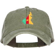 Cameroon Map Flag Embroidered Washed Cap