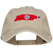 Tennessee State Flag Map Embroidered Washed Cap