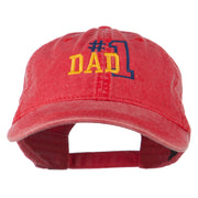 Number 1 Dad Outline Embroidered Washed Cotton Cap