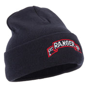 1st Ranger Bn Logo Embroidered 12 Inch Long Knitted Beanie