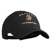 Veteran US Marine Corps Embroidered Washed Cotton Twill Brass Cap - Black OSFM
