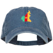 Cameroon Map Flag Embroidered Washed Cap