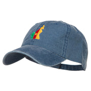 Cameroon Map Flag Embroidered Washed Cap