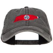 Tennessee State Flag Map Embroidered Washed Cap