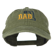 Number 1 Dad Outline Embroidered Washed Cotton Cap