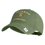 Veteran US Marine Corps Embroidered Washed Cotton Twill Brass Cap - Olive OSFM
