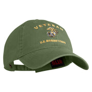 Veteran US Marine Corps Embroidered Washed Cotton Twill Brass Cap - Olive OSFM