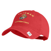 Veteran US Marine Corps Embroidered Washed Cotton Twill Brass Cap - Red OSFM