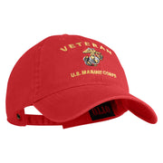 Veteran US Marine Corps Embroidered Washed Cotton Twill Brass Cap - Red OSFM