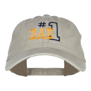 Number 1 Dad Outline Embroidered Washed Cotton Cap