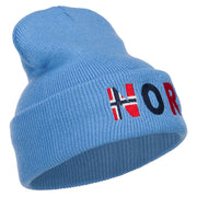 Norway Embroidered Long Beanie