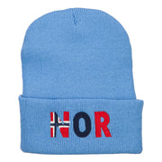 Norway Embroidered Long Beanie