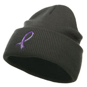 Testicular Cancer Orchid Embroidered Long Beanie