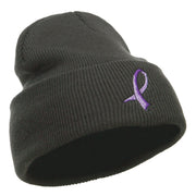 Testicular Cancer Orchid Embroidered Long Beanie