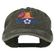 Number 1 Mom Embroidered Washed Cap