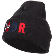 Norway Embroidered Long Beanie