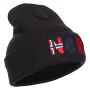 Norway Embroidered Long Beanie