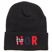 Norway Embroidered Long Beanie