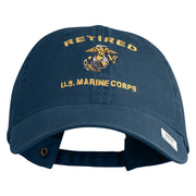 Retired US Marine Corps Embroidered Washed Cotton Twill Brass Cap - Navy OSFM
