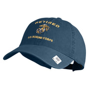 Retired US Marine Corps Embroidered Washed Cotton Twill Brass Cap - Navy OSFM