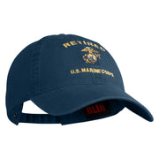 Retired US Marine Corps Embroidered Washed Cotton Twill Brass Cap - Navy OSFM