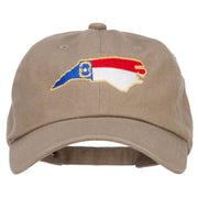 North Carolina State Flag Map Embroidered Unstructured Washed Cap