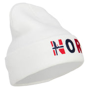 Norway Embroidered Long Beanie