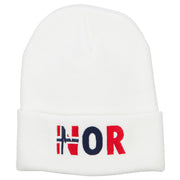 Norway Embroidered Long Beanie