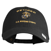 Retired US Marine Corps Embroidered Washed Cotton Twill Brass Cap - Black OSFM