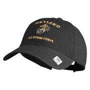 Retired US Marine Corps Embroidered Washed Cotton Twill Brass Cap - Black OSFM