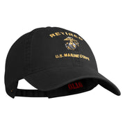 Retired US Marine Corps Embroidered Washed Cotton Twill Brass Cap - Black OSFM
