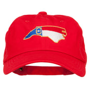 North Carolina State Flag Map Embroidered Unstructured Washed Cap