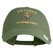Retired US Marine Corps Embroidered Washed Cotton Twill Brass Cap - Olive OSFM