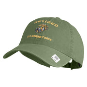 Retired US Marine Corps Embroidered Washed Cotton Twill Brass Cap - Olive OSFM
