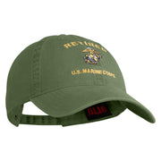 Retired US Marine Corps Embroidered Washed Cotton Twill Brass Cap - Olive OSFM