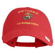 Retired US Marine Corps Embroidered Washed Cotton Twill Brass Cap - Red OSFM