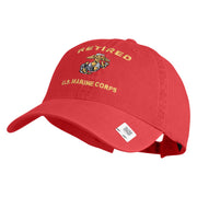 Retired US Marine Corps Embroidered Washed Cotton Twill Brass Cap - Red OSFM