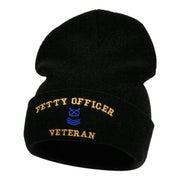 Petty Officer Veteran Embroidered Long Knitted Beanie