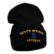 Petty Officer Veteran Embroidered Long Knitted Beanie