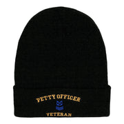 Petty Officer Veteran Embroidered Long Knitted Beanie