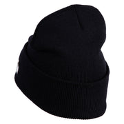 Veteran US Marine Corps Logo Embroidered 12 Inch Cuff Long Beanie Made in USA - Black OSFM