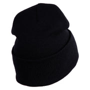 Veteran US Marine Corps Logo Embroidered 12 Inch Cuff Long Beanie Made in USA - Black OSFM