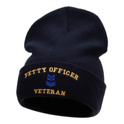 Petty Officer Veteran Embroidered Long Knitted Beanie