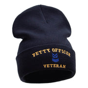 Petty Officer Veteran Embroidered Long Knitted Beanie