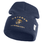 Veteran US Marine Corps Logo Embroidered 12 Inch Cuff Long Beanie Made in USA - Navy OSFM