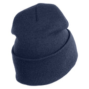 Veteran US Marine Corps Logo Embroidered 12 Inch Cuff Long Beanie Made in USA - Navy OSFM