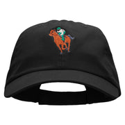 Horse Riding Jockey Embroidered Low Profile Dyed Cotton Twill Cap