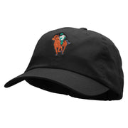 Horse Riding Jockey Embroidered Low Profile Dyed Cotton Twill Cap