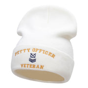 Petty Officer Veteran Embroidered Long Knitted Beanie